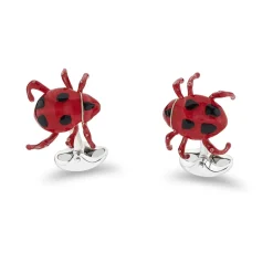 Sterling Silver Red And Black Tok Tokkie Beetle Cufflinks