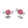 Sterling Silver Red And White Swirl Sweet Cufflinks
