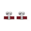 Sterling Silver Red Enamel & White Spinel Centre Bar Cufflink