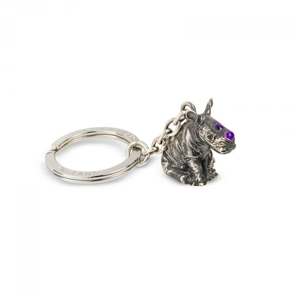 Sterling Silver Rhino Keyring