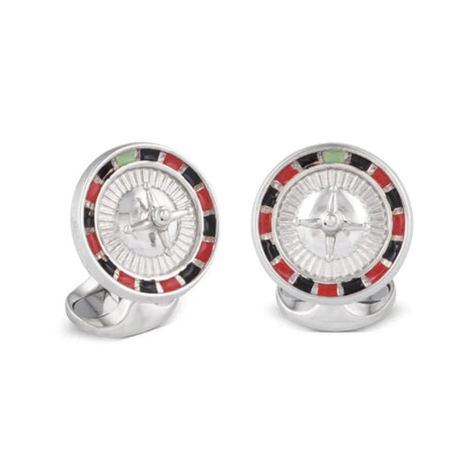 Sterling Silver Roulette Wheel Cufflinks