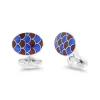 Sterling Silver Royal Blue And Maroon Enamel Scallop Pattern Cufflinks