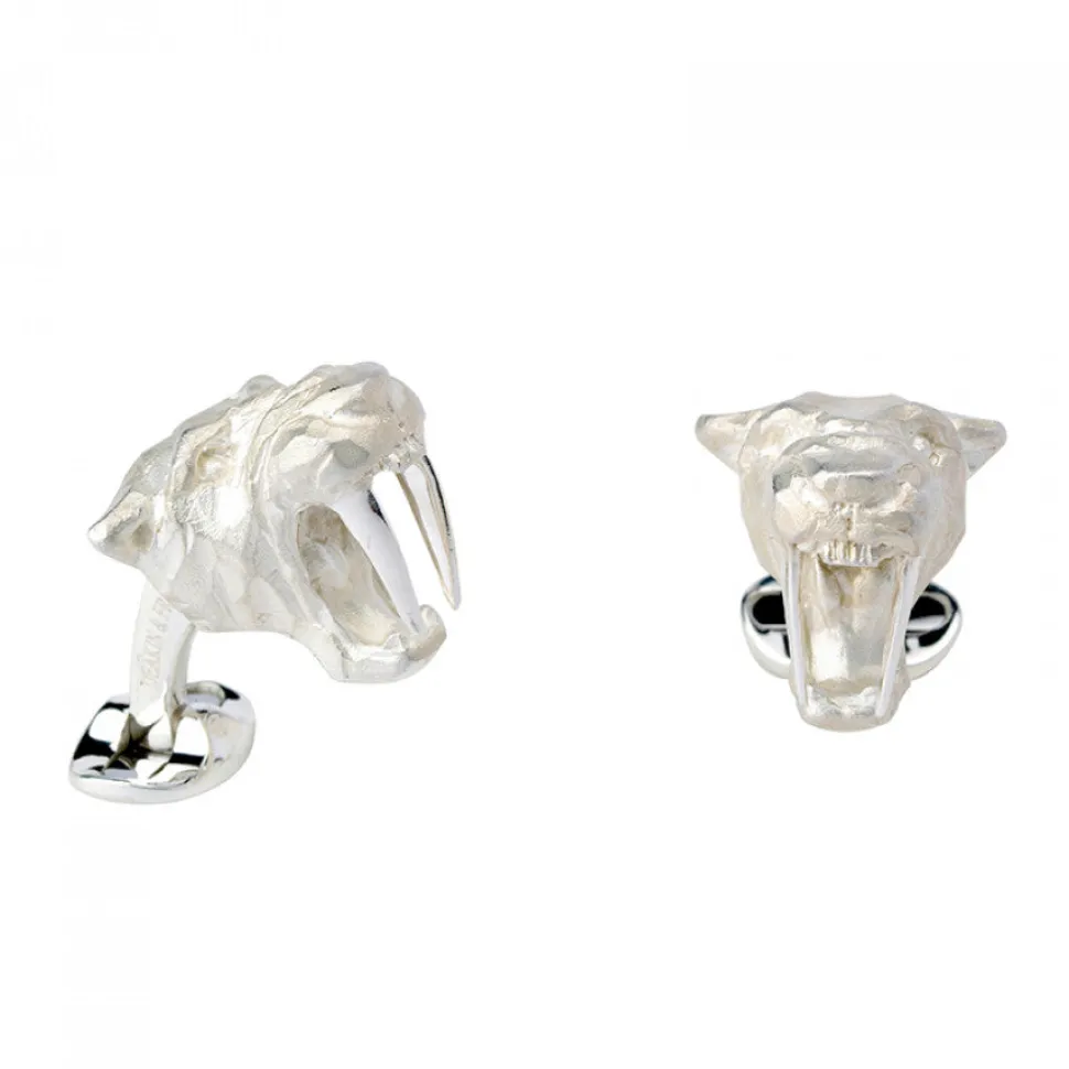 Sterling Silver Saber-Tooth Tiger Cufflinks
