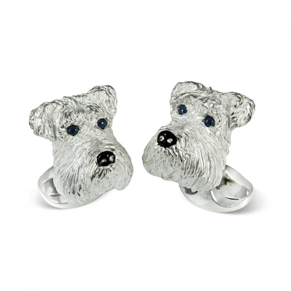 Sterling Silver Schnauzer Dog Cufflinks