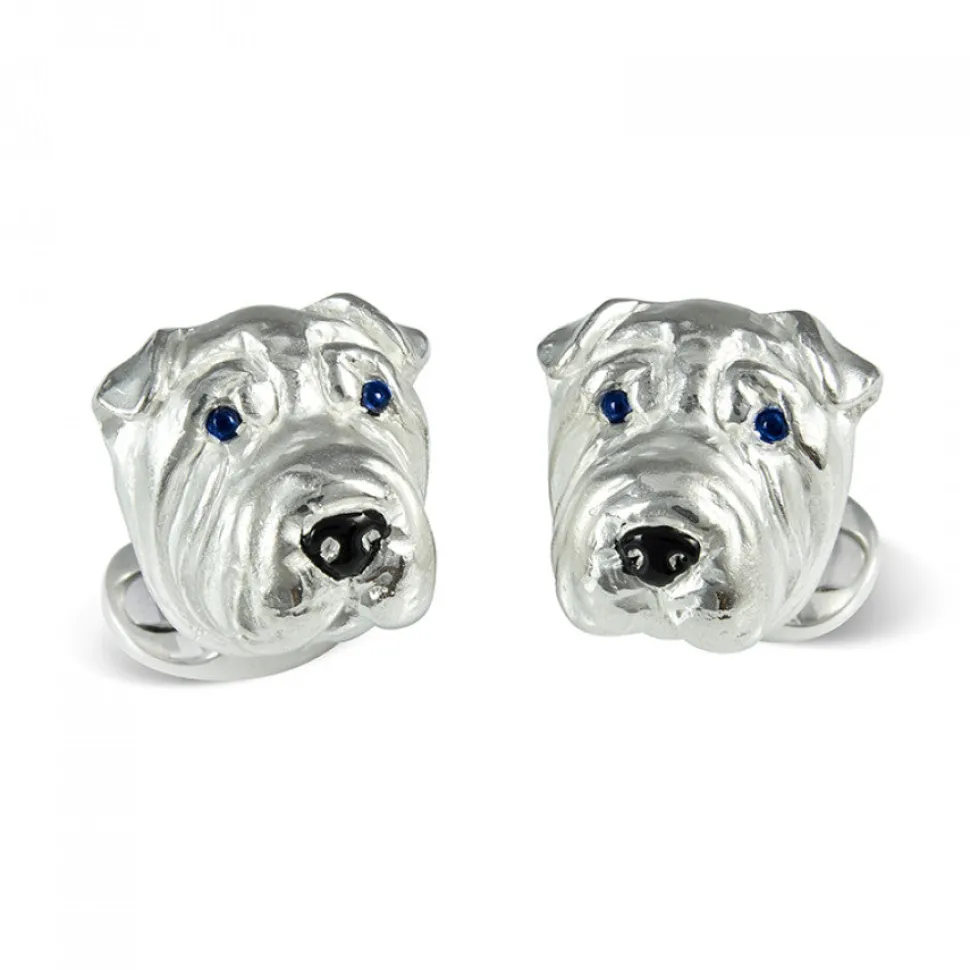 Sterling Silver Sharpei Dog Cufflinks