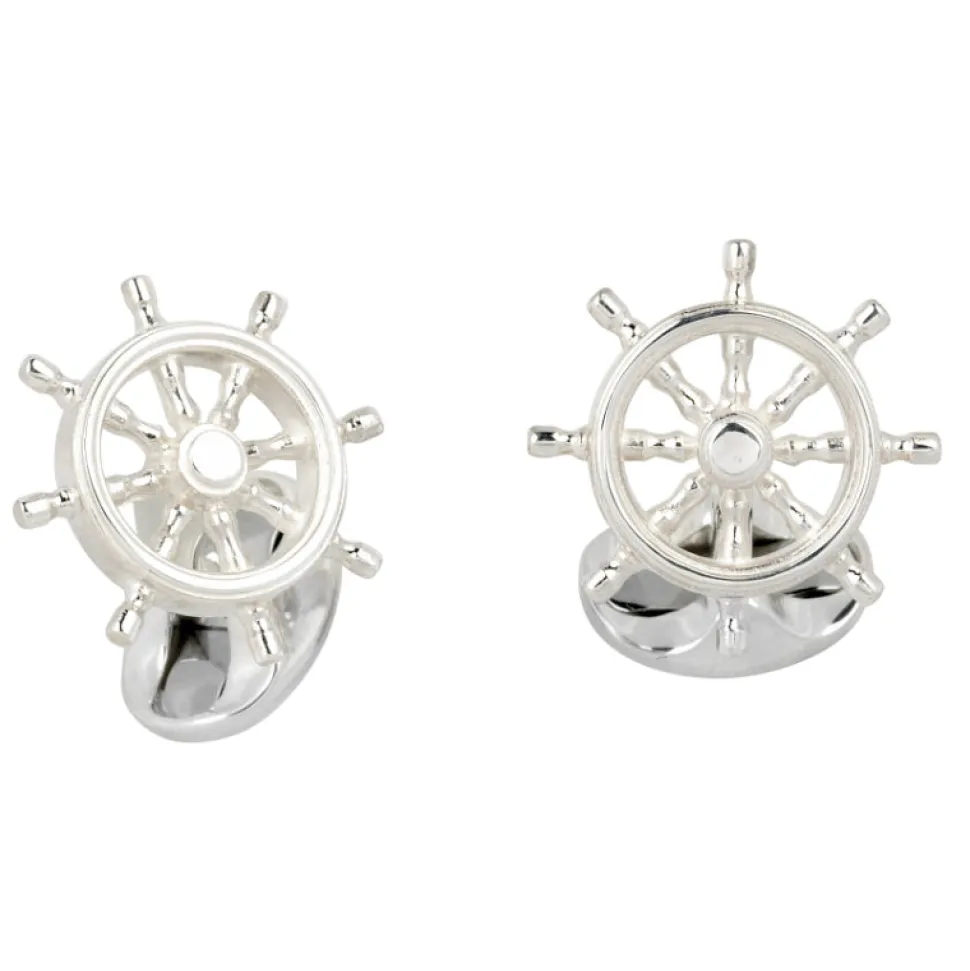 Sterling Silver Ship Wheel Cufflinks