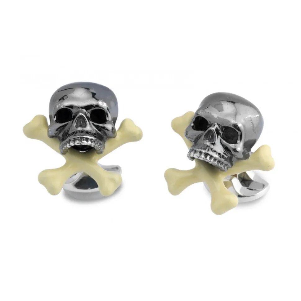 Sterling Silver Skull & Cross Bone Cufflinks