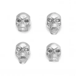 Sterling Silver Skull Dress Stud Set with Diamond Eyes