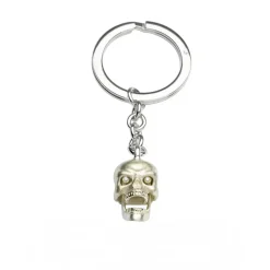 Sterling Silver Skull Keyring with Diamond Eyes