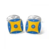 Sterling Silver Sky Blue & Bright Yellow Pattern Enamel Cufflinks