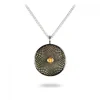 Sterling Silver Small Pendant with Grey Mother-of-Pearl and a Yellow S