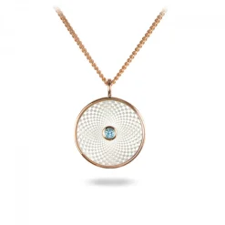 Sterling Silver Small Pendant with White Mother-of-Pearl and an Aquama