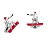 Sterling Silver Snowboarder with Red Snowboard and Helmet