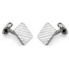 Sterling Silver Square Engine Turned Cufflinks