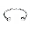 Sterling Silver Torque Skull Bangle