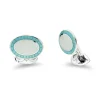 Sterling Silver Turquoise & Clear Enamel Cufflinks