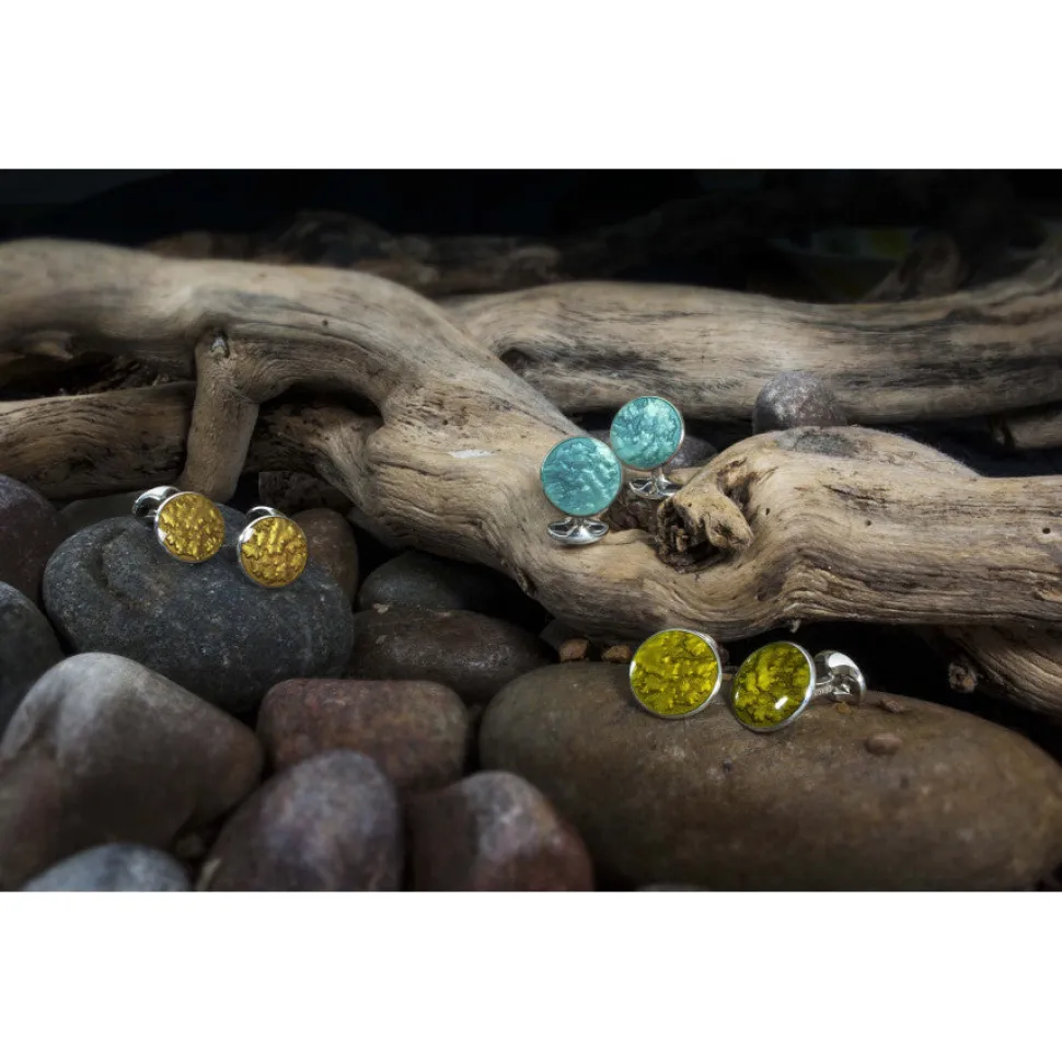 Sterling Silver Turquoise Haze Enamel Dress Stud Set