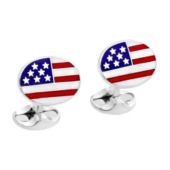Sterling Silver USA Enamel Cufflinks