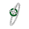 Sterling Silver Vitreous Enamel Faceted Bracelet - Green Cufflinks