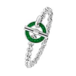 Sterling Silver Vitreous Enamel Shagreen Bracelet - Green