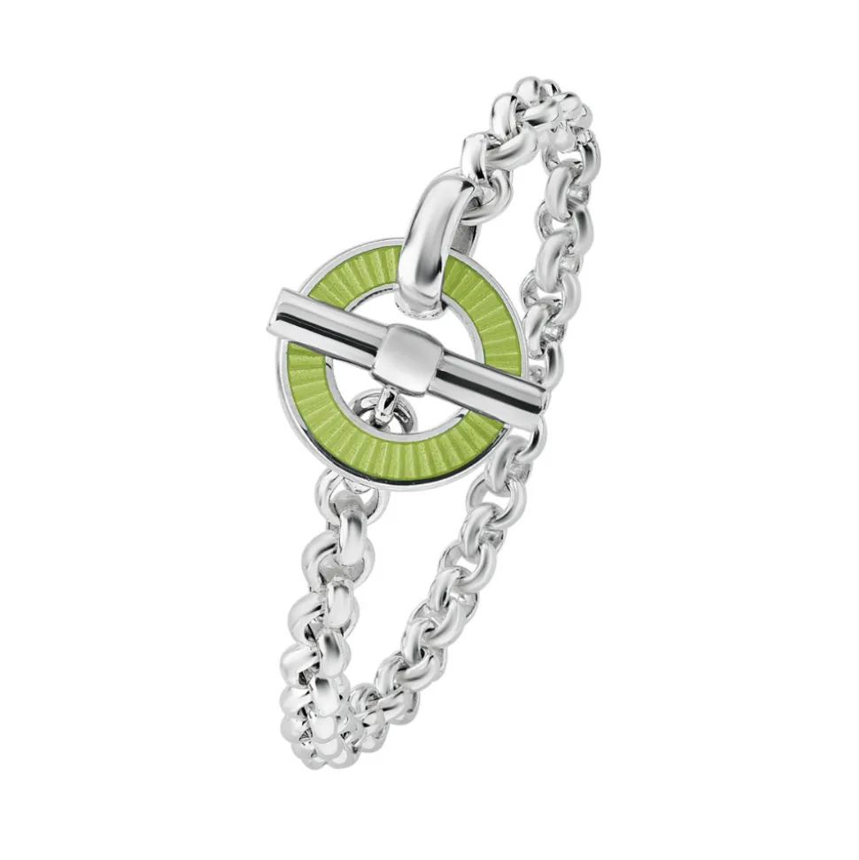 Sterling Silver Vitreous Enamel Faceted Bracelet - Lime Green