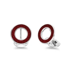 Sterling Silver Vitreous Enamel Shagreen Cufflinks - Red Cufflinks