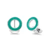 Sterling Silver Vitreous Enamel Faceted Cufflinks - Light Blue