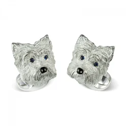 Sterling Silver West Highland Terrier Dog Cufflinks