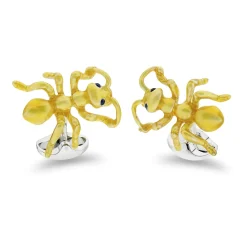 Sterling Silver Yellow Ant Cufflinks