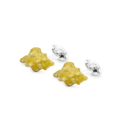 Sterling Silver Yellow Enamel Seashell Cufflinks