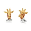 Sterling Silver Yellow Gold Plate And Enamel Giraffe Cufflinks