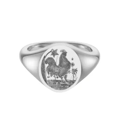 Sterling Silver Zodiac Signet Ring - 12x10mm Oval – Rooster