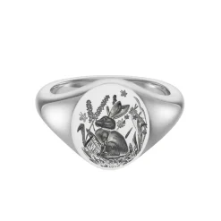 Sterling Silver Zodiac Signet Ring - 12x10mm Oval – Rabbit