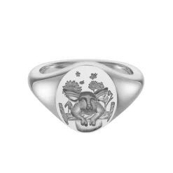 Sterling Silver Zodiac Signet Ring - 12x10mm Oval – Pig