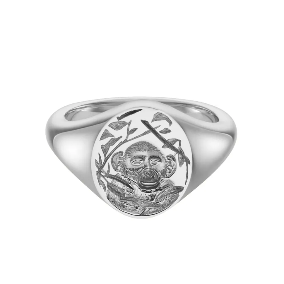 Sterling Silver Zodiac Signet Ring - 14x13mm Oval – Monkey