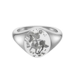 Sterling Silver Zodiac Signet Ring - 14x13mm Oval – Horse