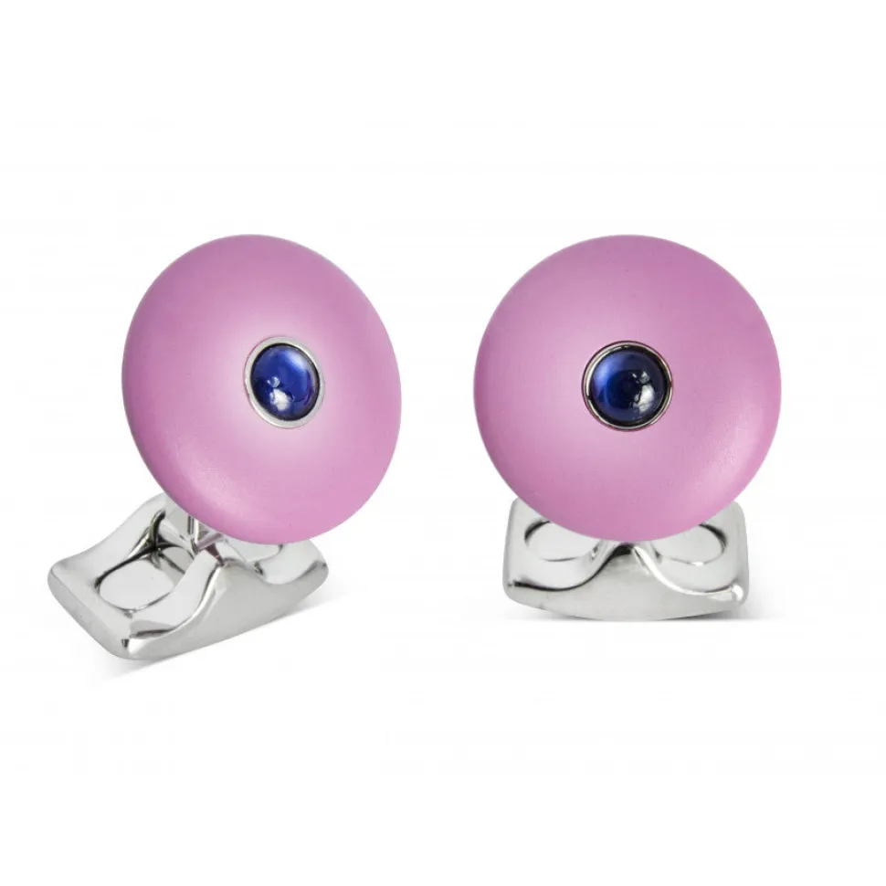 'The Brights' Lilac Round Cufflinks with Sapphire Centre