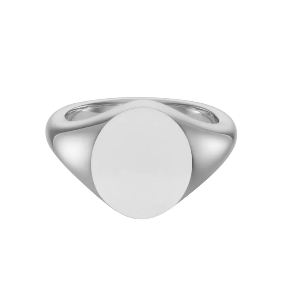 White Gold Oval Signet Ring (14.5x11.5mm) – 9ct