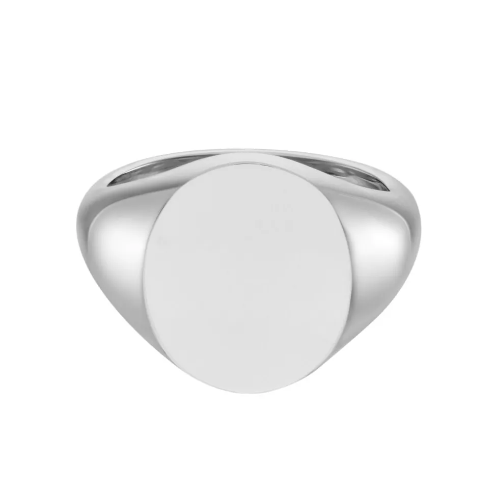 White Gold Oval Signet Ring (15.5x13.5mm) – 9ct